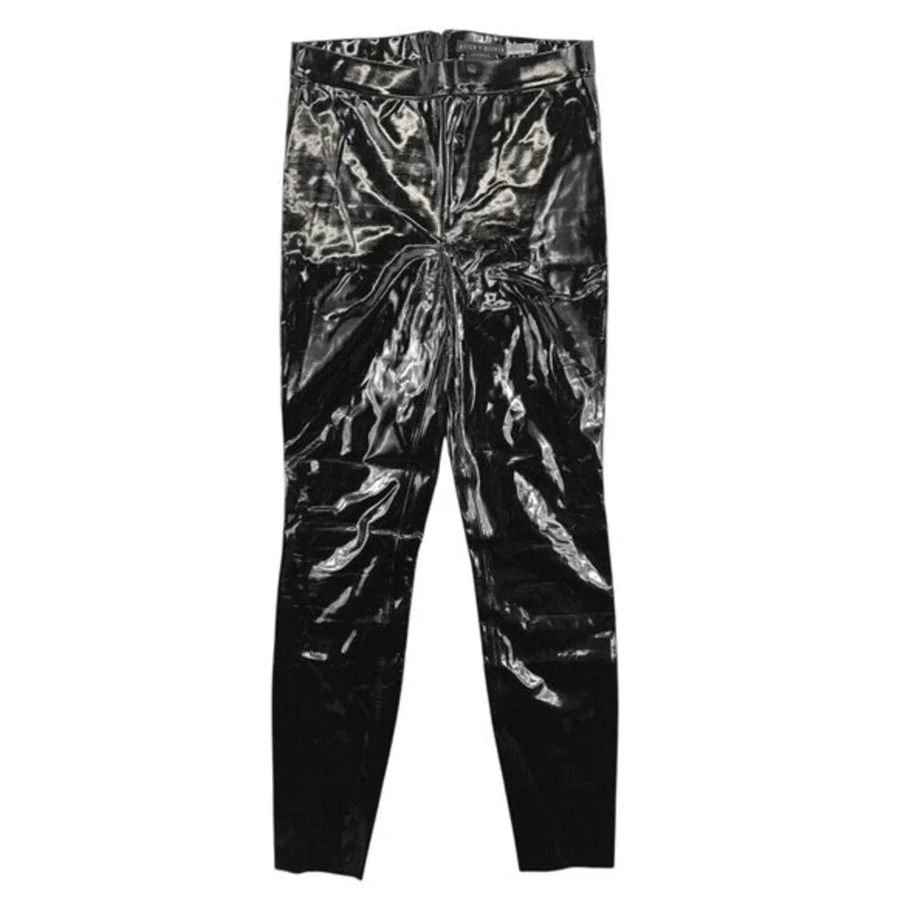 Alice + Olivia Maddox Faux Leather Leggings Womens 6 Black Patent Vinyl Casual